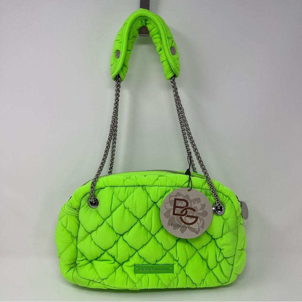 BCBG Generation Neon Green Quilted Shoulder Bag